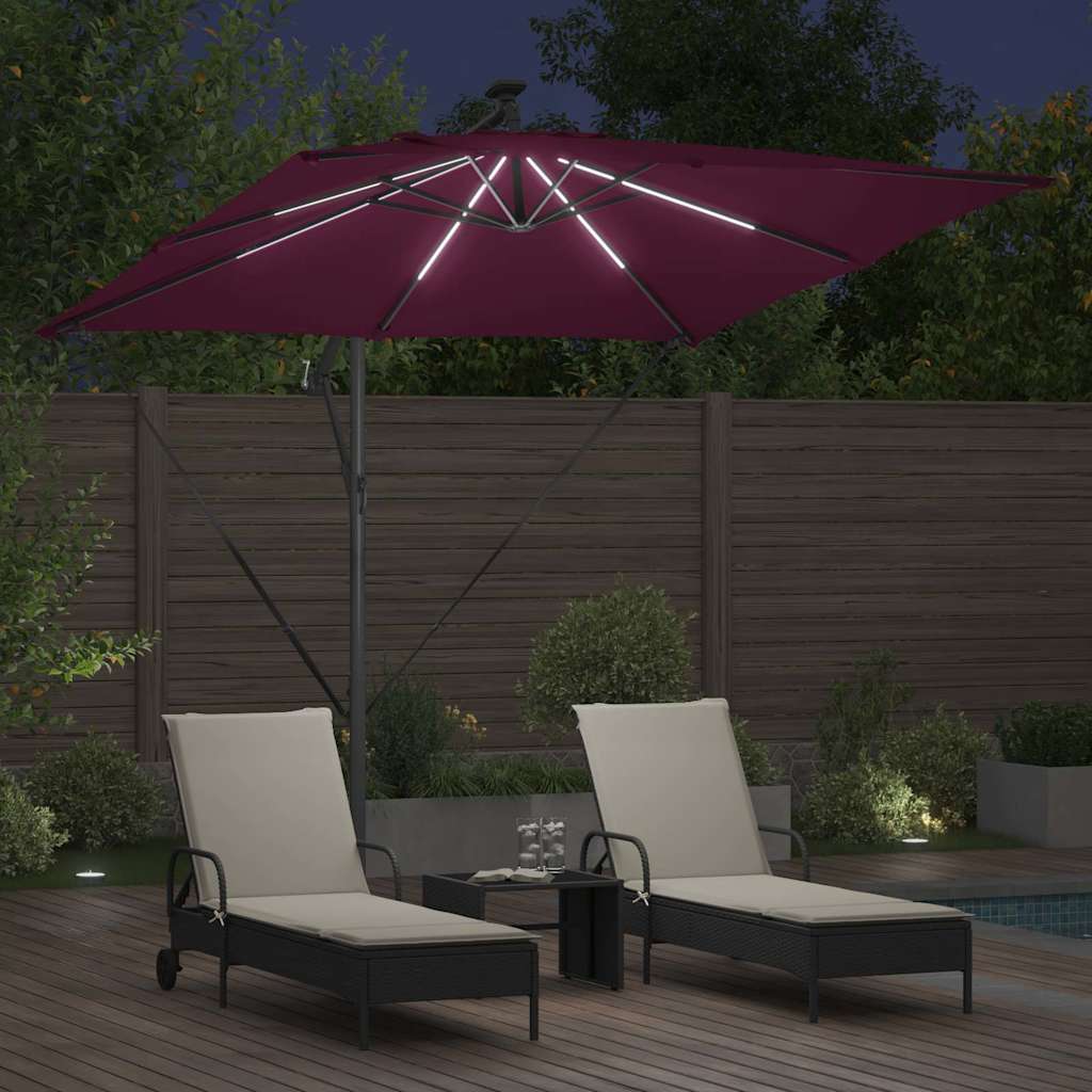 Parasol Bordeaux Rød 249 x 249 x 250 cm Polyester og Aluminium
