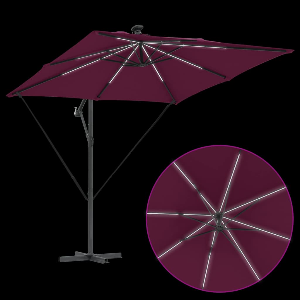 Parasol Bordeaux Rød 249 x 249 x 250 cm Polyester og Aluminium