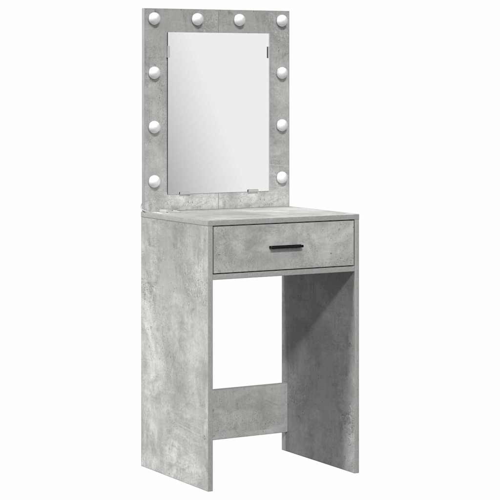 Makeupbord sæt med LED med dør 2 pcs Beton Grå Konstrueret træ
