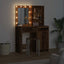 Makeupbord sæt med LED 2 pcs Gammelt træ Konstrueret træ