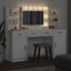 Makeupbord sæt med LED med spejllys 3 pcs Hvid Konstrueret træ