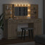 Makeupbord sæt med LED med dør 3 pcs Sonoma eg Konstrueret træ