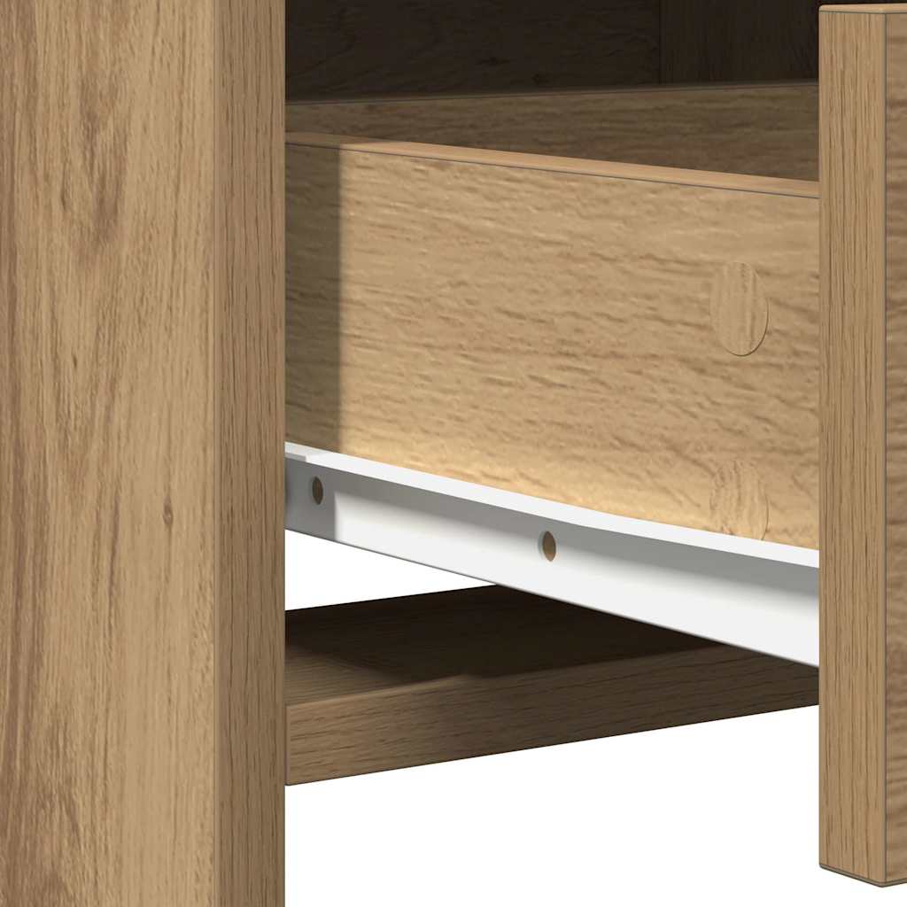 Makeupbord sæt med LED 3 pcs Artisan Egetræ Konstrueret træ