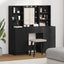 Makeupbord sæt med LED med skuffe 3 pcs Sort eg Konstrueret træ