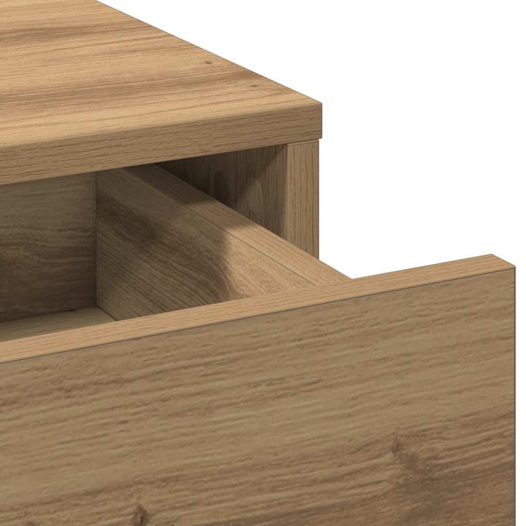 Makeupbord sæt med LED 3 pcs Artisan Egetræ Konstrueret træ