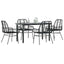 5 dele spisebordssæt til haven polyrattan glas sort
