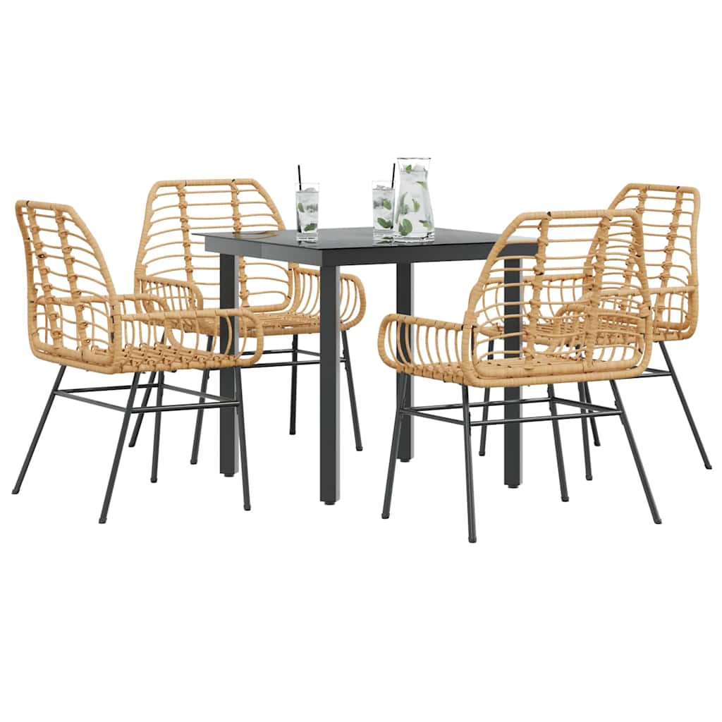 3 Dele Spisebordssæt Til Haven Polyrattan Glas - Brun / 80 x 80 x 74 cm / 4
