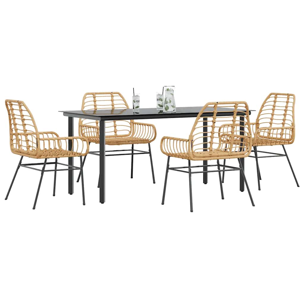 3 Dele Spisebordssæt Til Haven Polyrattan Glas - Brun / 160 x 80 x 74 cm / 4