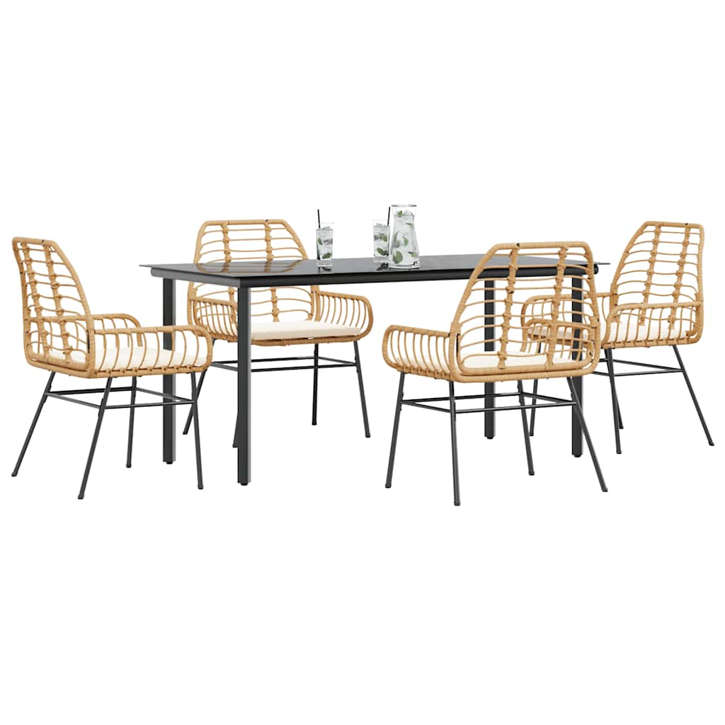 3 Dele Spisebordssæt Til Haven Polyrattan Glas - Brun og cremehvid / 160 x 80 x 74 cm / 4