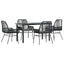 5 dele spisebordssæt til haven m. hynder polyrattan glas sort