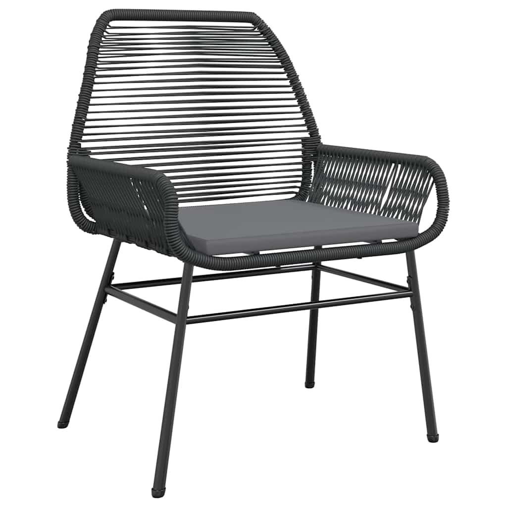 9 dele spisebordssæt til haven m. hynder polyrattan glas sort