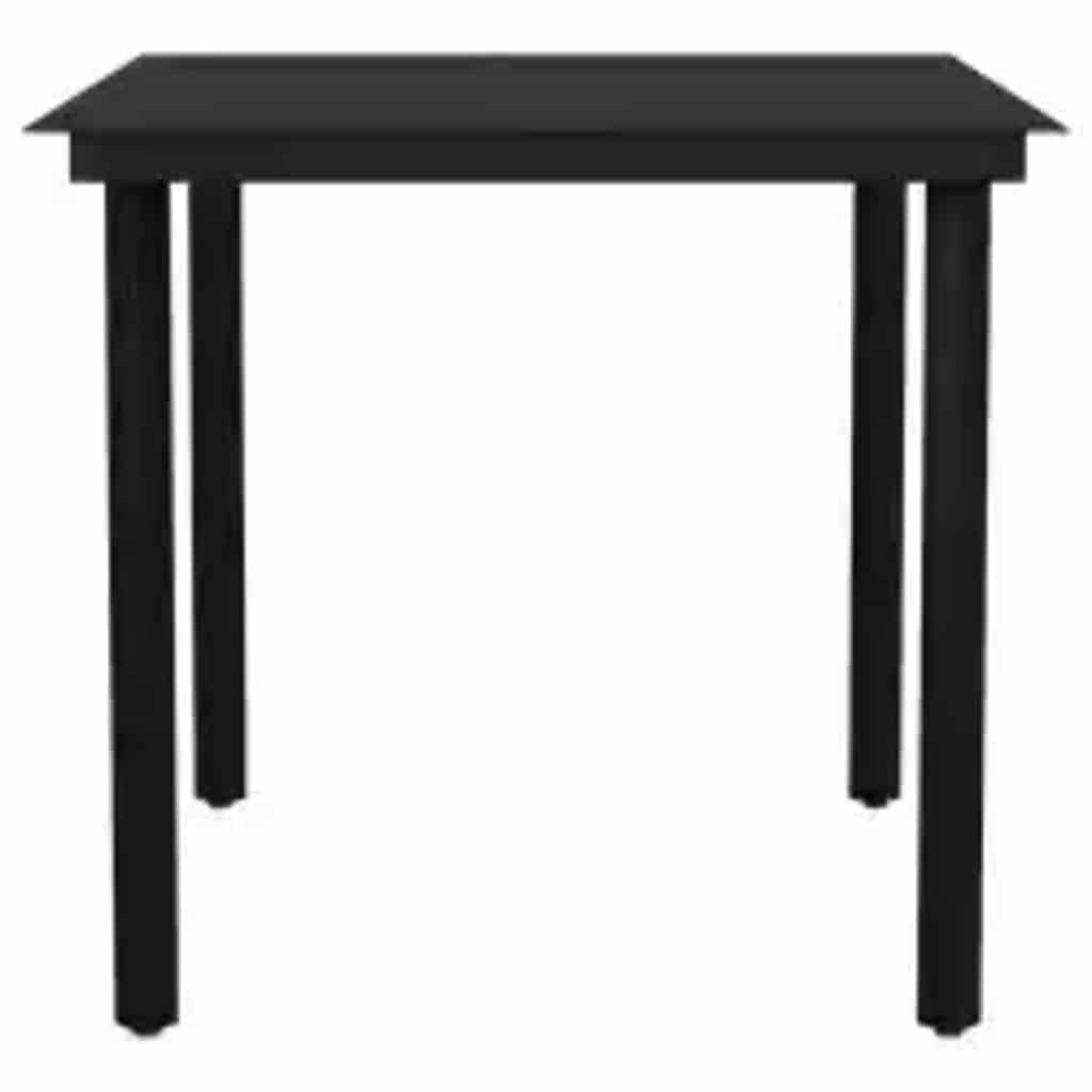 5 dele spisebordssæt til haven polyrattan glas sort