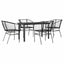 5 dele spisebordssæt til haven polyrattan glas sort