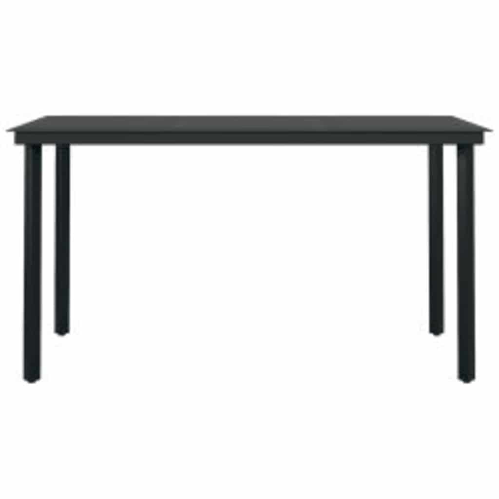 5 dele spisebordssæt til haven polyrattan glas sort