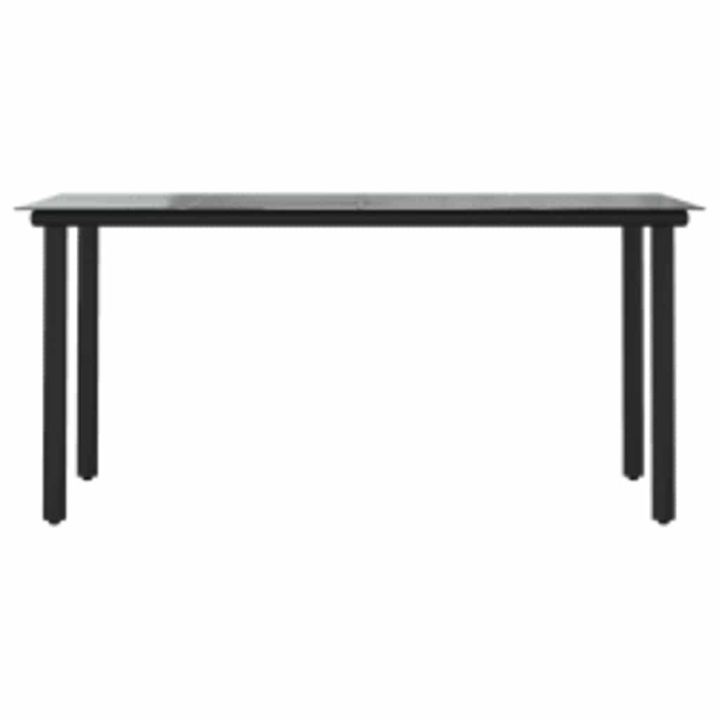 5 dele spisebordssæt til haven polyrattan glas sort