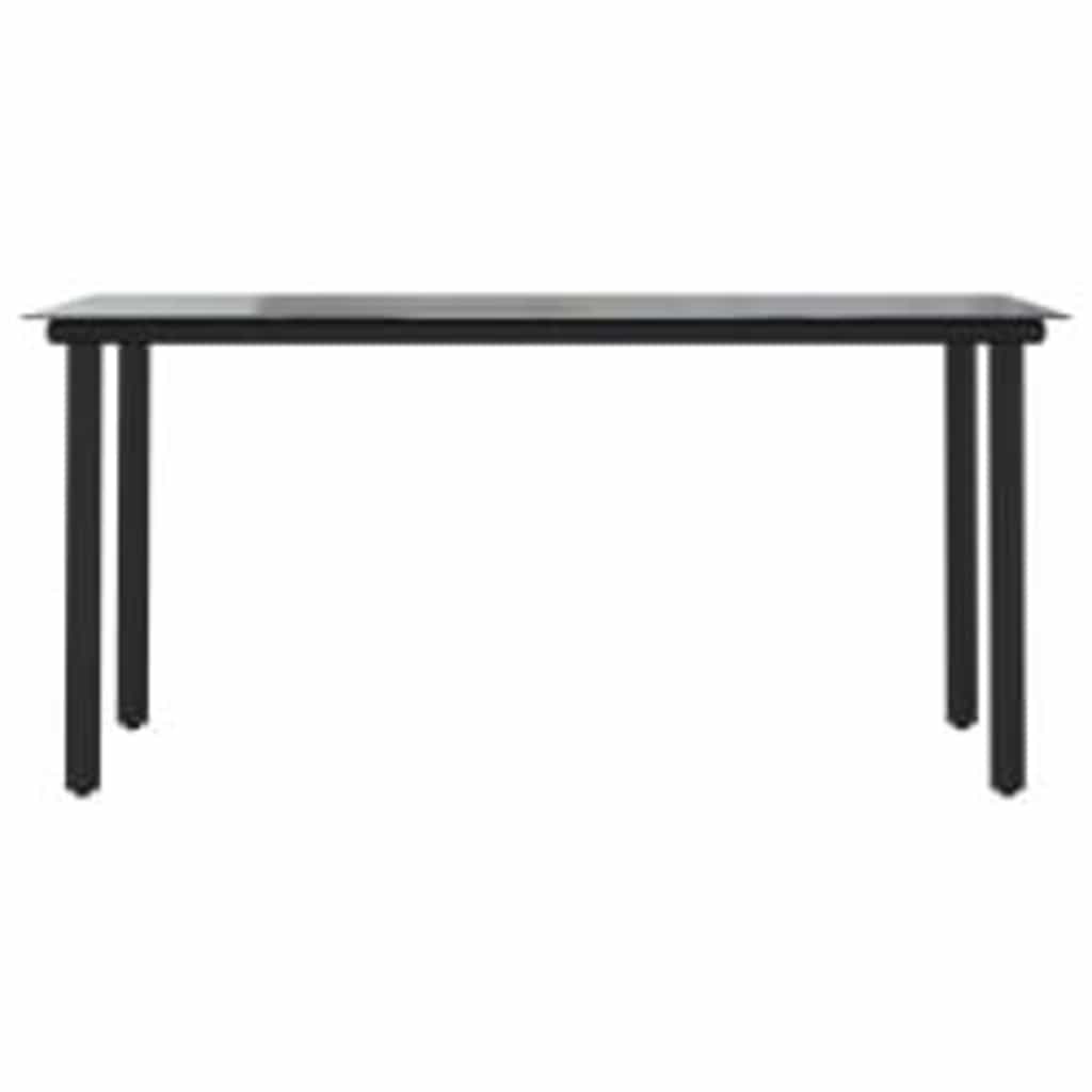 7 dele spisebordssæt til haven polyrattan glas sort