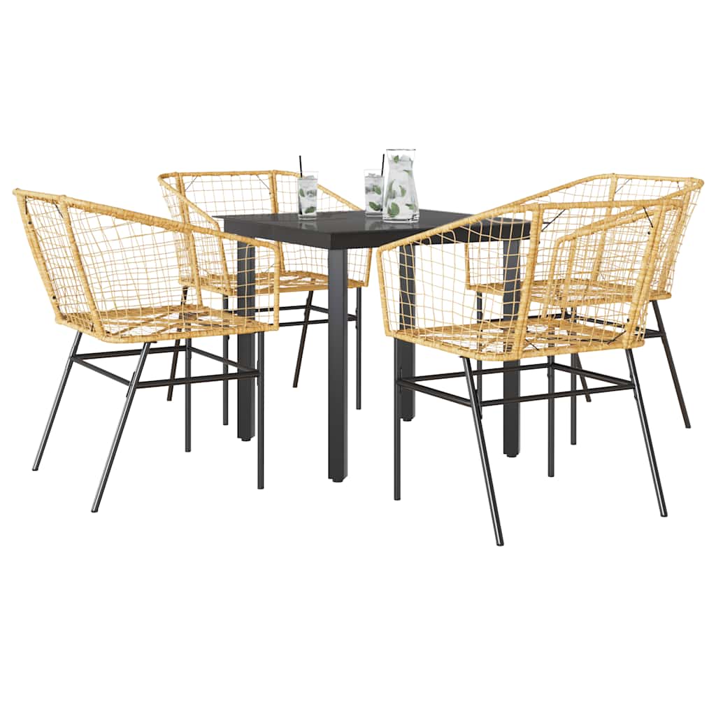3 Dele Spisebordssæt Til Haven Polyrattan Glas - Brun / 80 x 80 x 74 cm / 4
