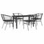 5 dele spisebordssæt til haven m. hynder polyrattan glas sort