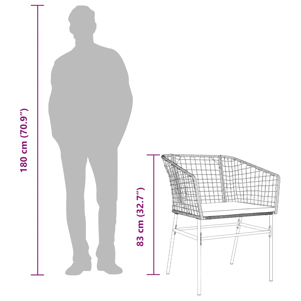 9 dele spisebordssæt til haven m. hynder polyrattan glas sort