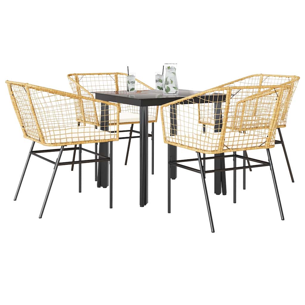 3 Dele Spisebordssæt Til Haven Polyrattan Glas - Brun og cremehvid / 80 x 80 x 74 cm / 4