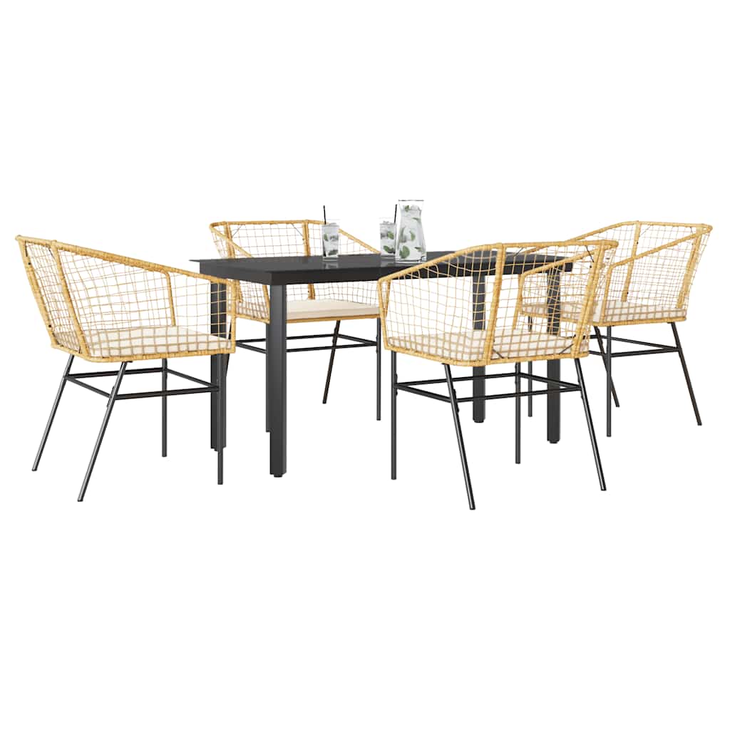 3 Dele Spisebordssæt Til Haven Polyrattan Glas - Brun og cremehvid / 140 x 70 x 74 cm / 4