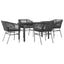 5 dele spisebordssæt til haven m. hynder polyrattan glas sort