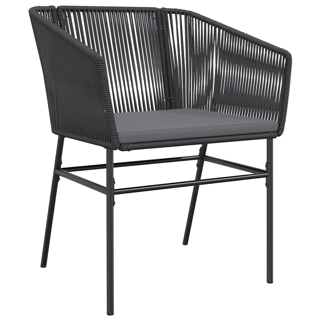 9 dele spisebordssæt til haven m. hynder polyrattan glas sort