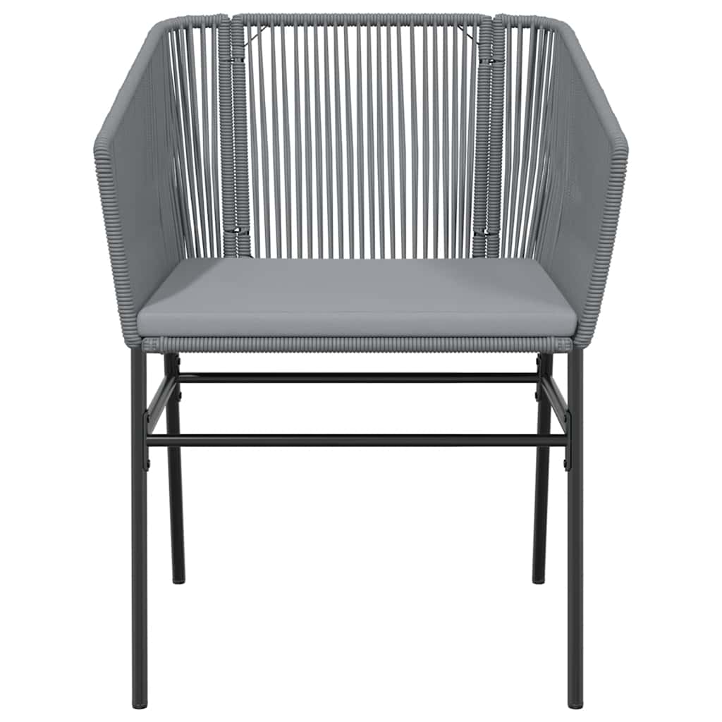 spisebordssæt til haven 3dele med hynder polyrattan glas grå