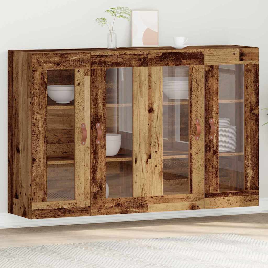 Væggeskabe 2 stk. Gammelt træ 69,5 x 34 x 90 cm Konstrueret træ