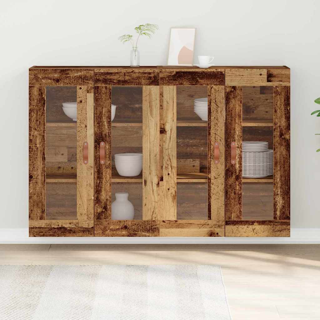 Væggeskabe 2 stk. Gammelt træ 69,5 x 34 x 90 cm Konstrueret træ