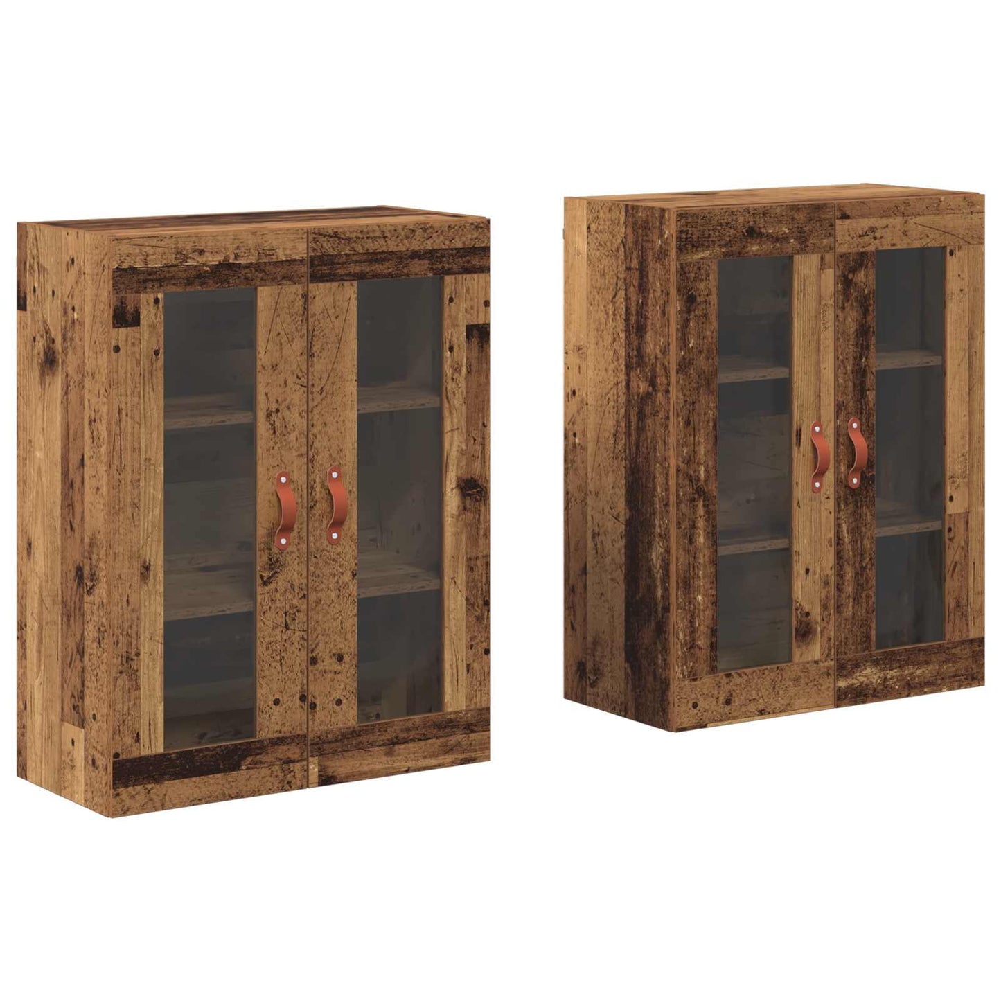 Væggeskabe 2 stk. Gammelt træ 69,5 x 34 x 90 cm Konstrueret træ