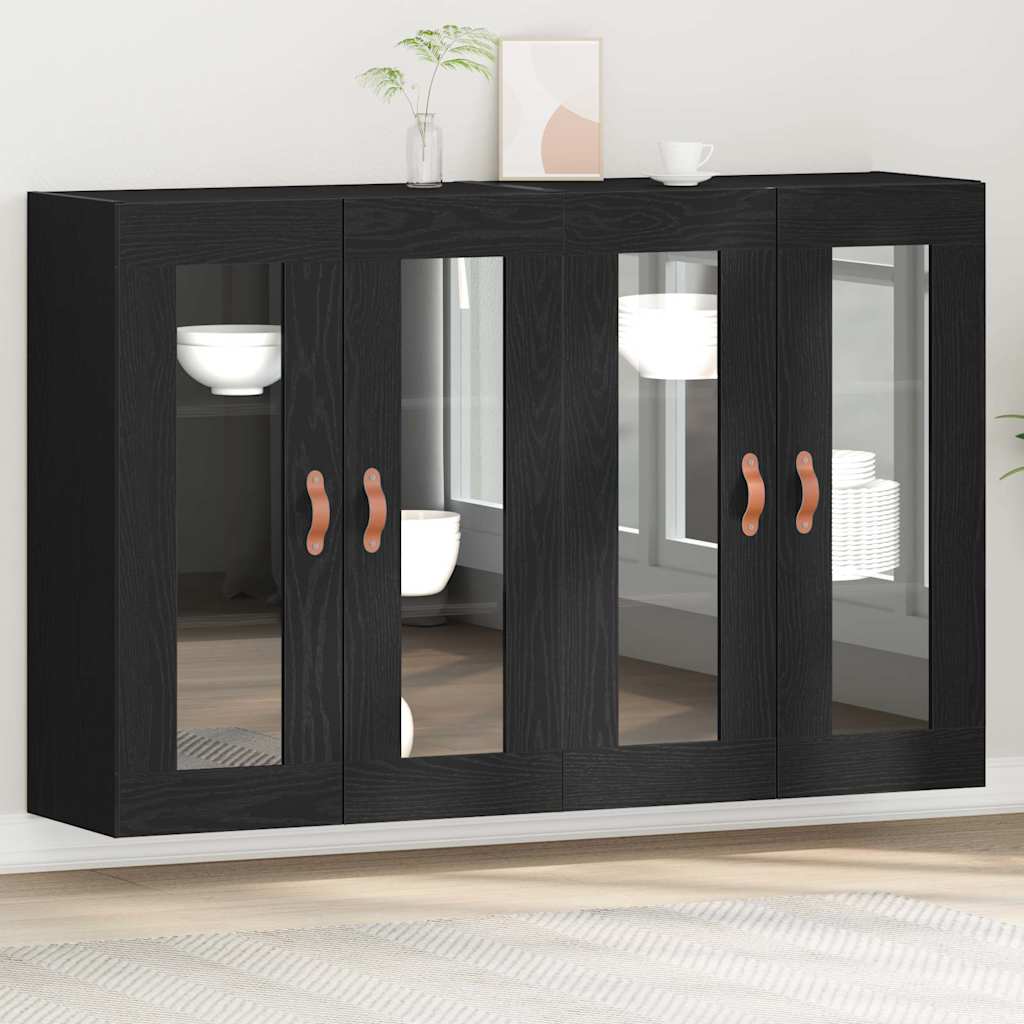 Væggeskabe 2 stk. Sort eg 69,5 x 34 x 90 cm Konstrueret træ