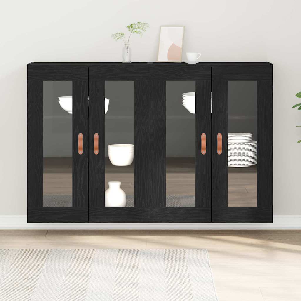 Væggeskabe 2 stk. Sort eg 69,5 x 34 x 90 cm Konstrueret træ