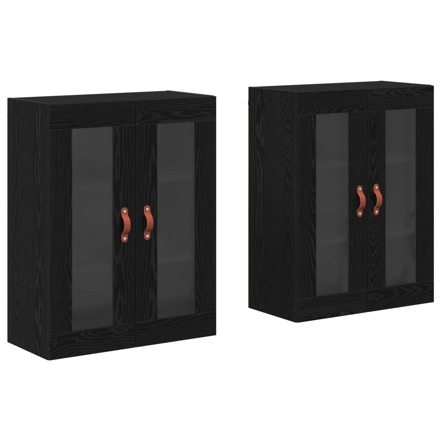 Væggeskabe 2 stk. Sort eg 69,5 x 34 x 90 cm Konstrueret træ