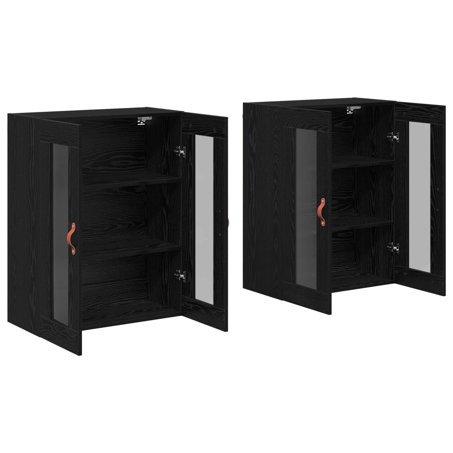 Væggeskabe 2 stk. Sort eg 69,5 x 34 x 90 cm Konstrueret træ