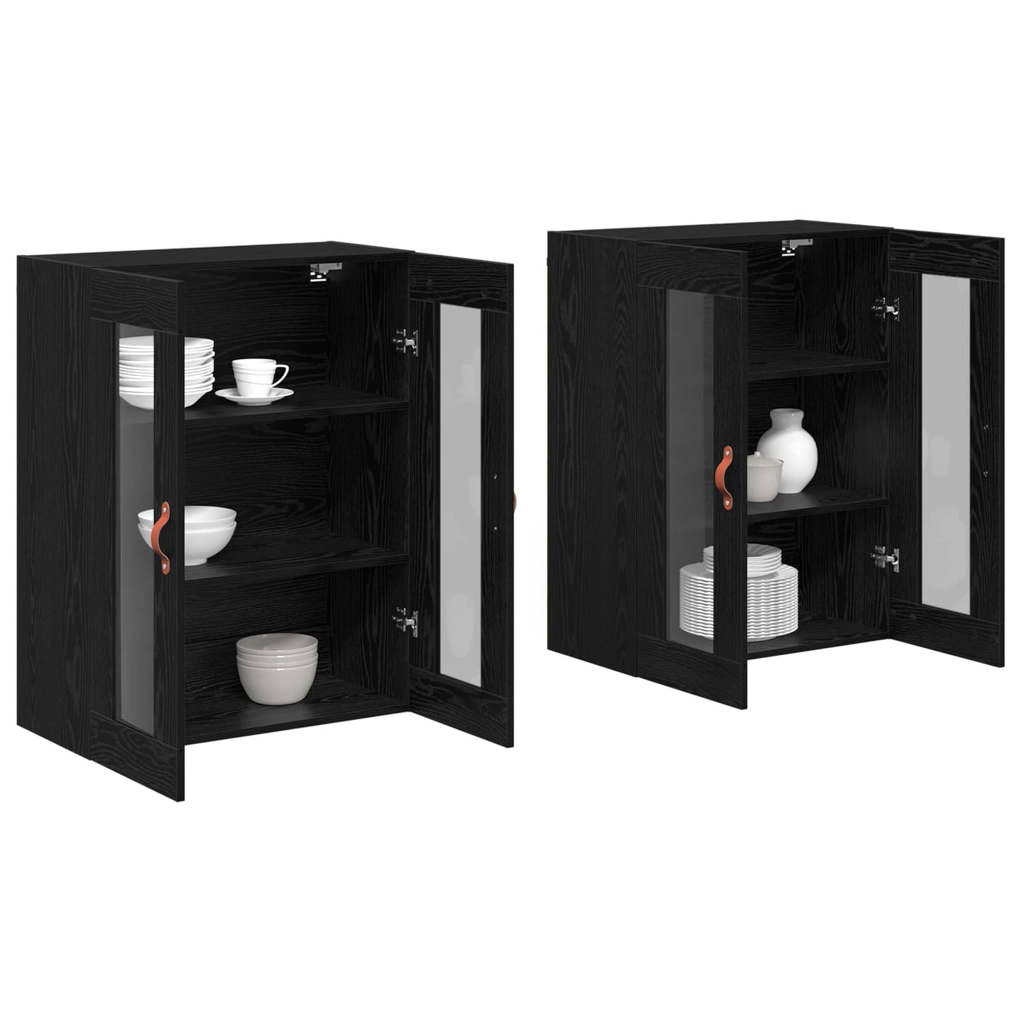 Væggeskabe 2 stk. Sort eg 69,5 x 34 x 90 cm Konstrueret træ