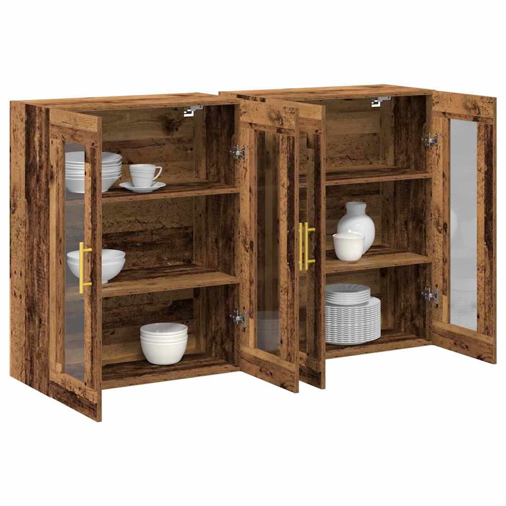 Væggeskabe 2 pcs Gammelt træ 69,5 x 34 x 90 cm Konstrueret træ