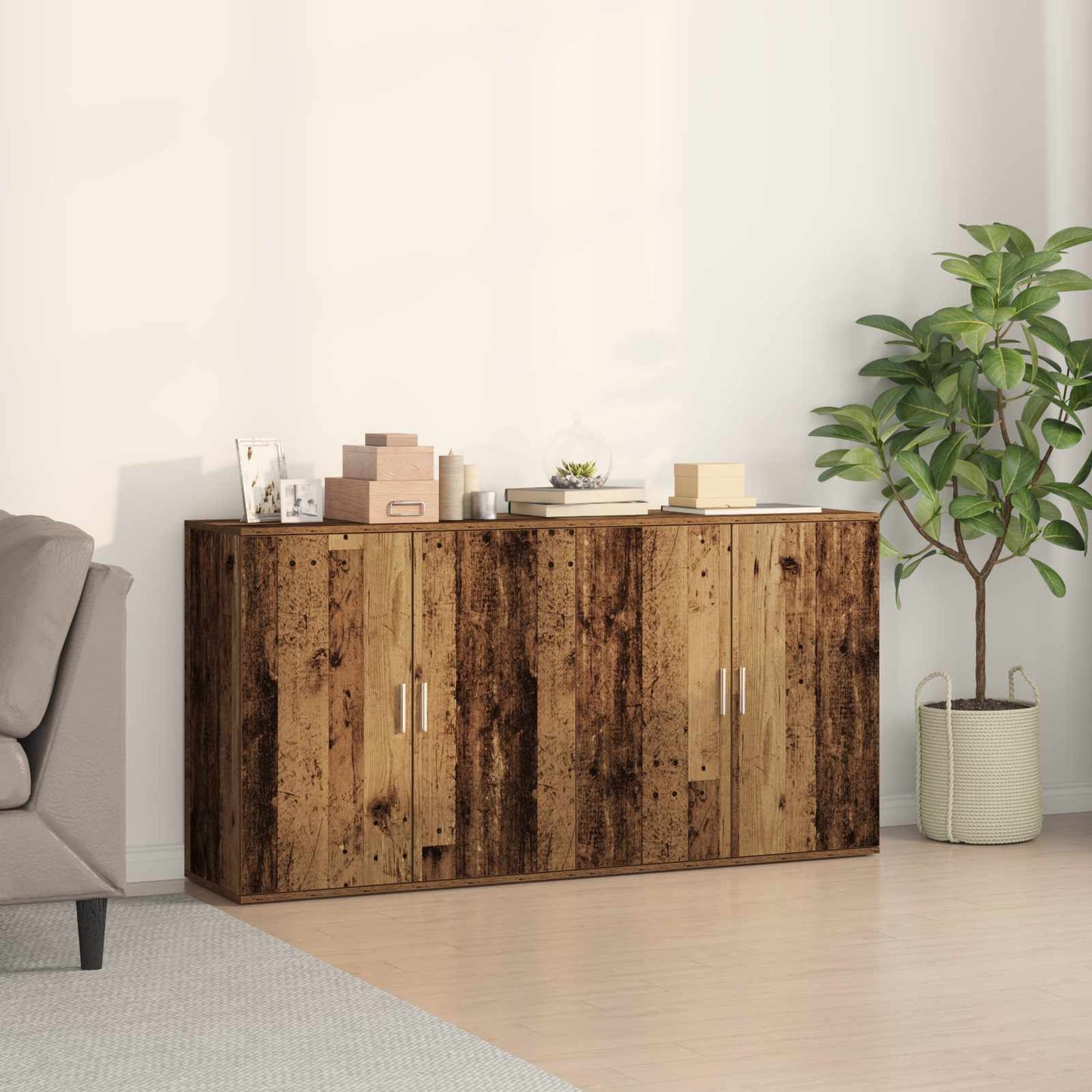 Sideboard 2 stk. Gammelt træ 79 x 38 x 80 cm Konstrueret træ