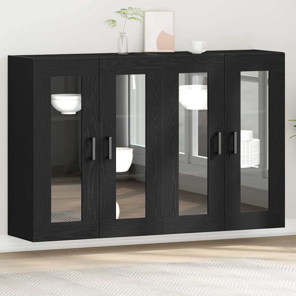 Væggeskabe 2 pcs Sort eg 69,5 x 34 x 90 cm Konstrueret træ