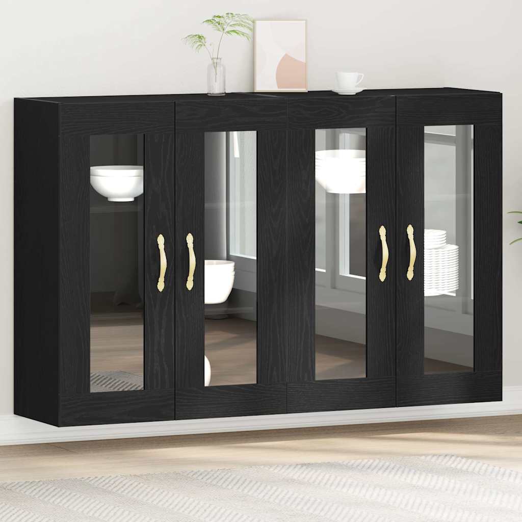 Væggeskabe 2 pcs Sort eg 69,5 x 34 x 90 cm Konstrueret træ
