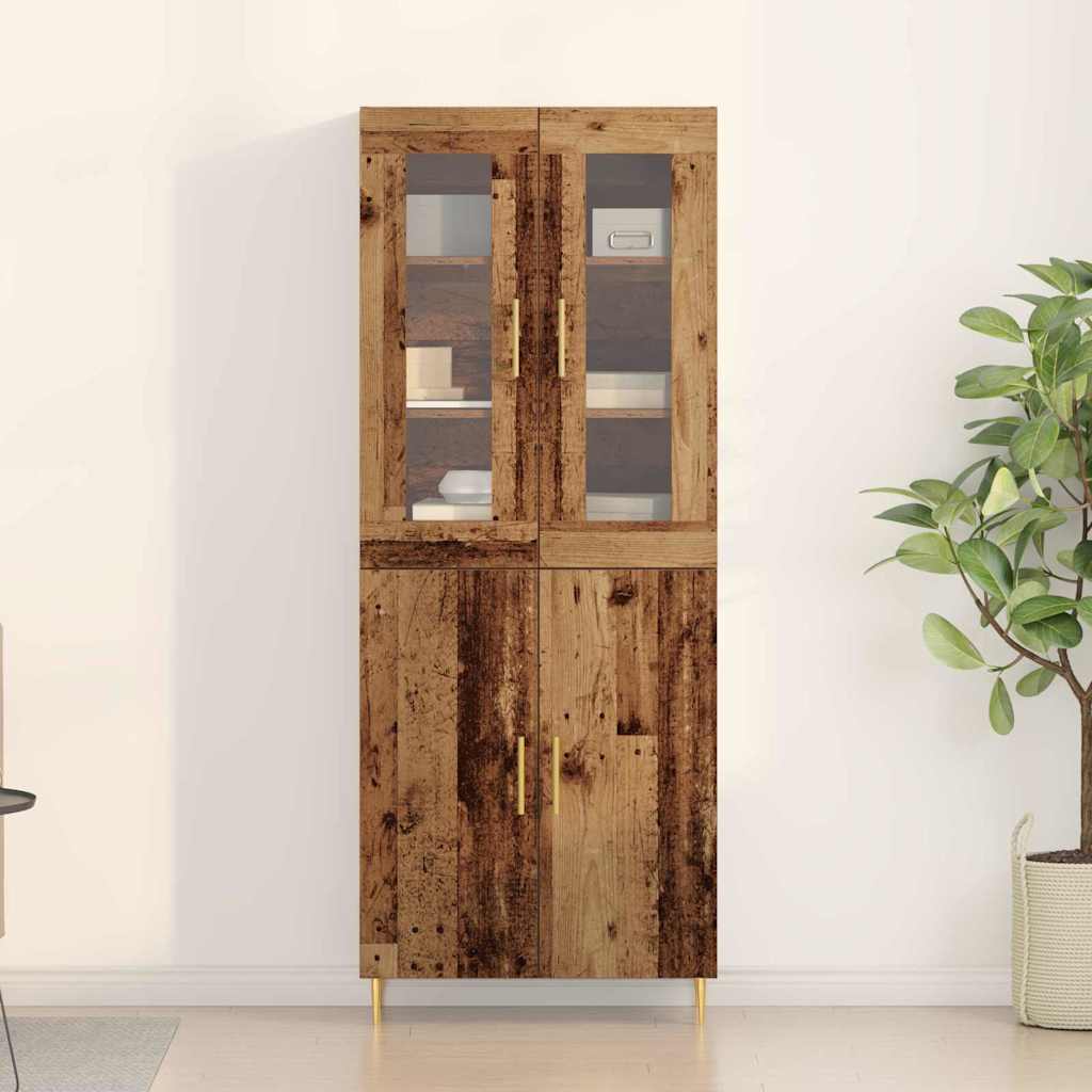 Highboard 2 pcs Gammelt træ Konstrueret træ