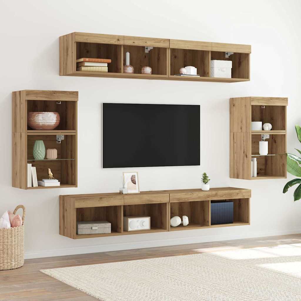 TV-møbelsæt 8 pcs artisan eg Konstrueret træ