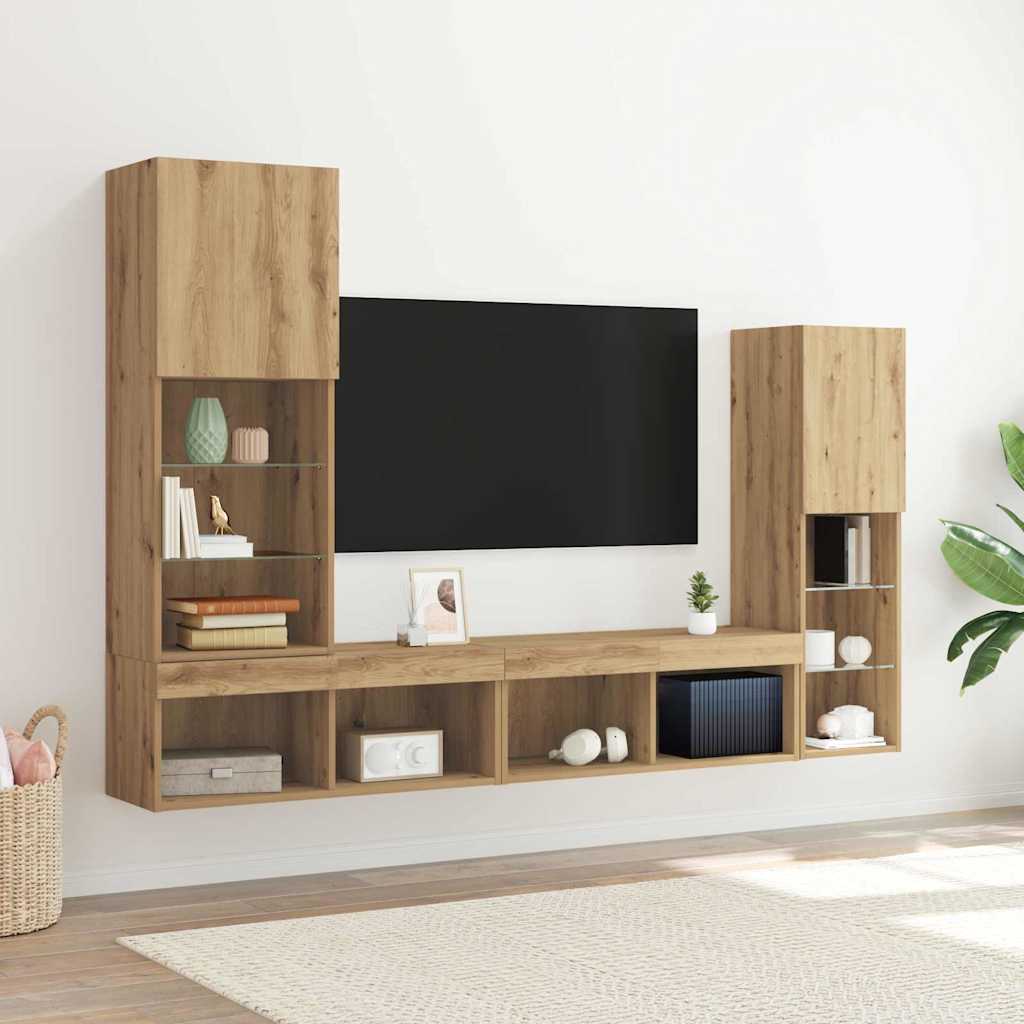 TV-skab 4 pcs artisan eg Konstrueret træ