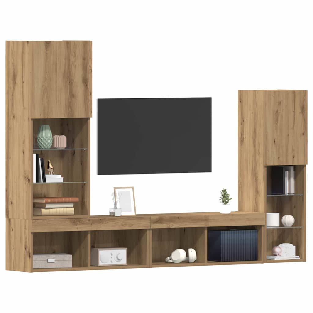 TV-skab 4 pcs artisan eg Konstrueret træ