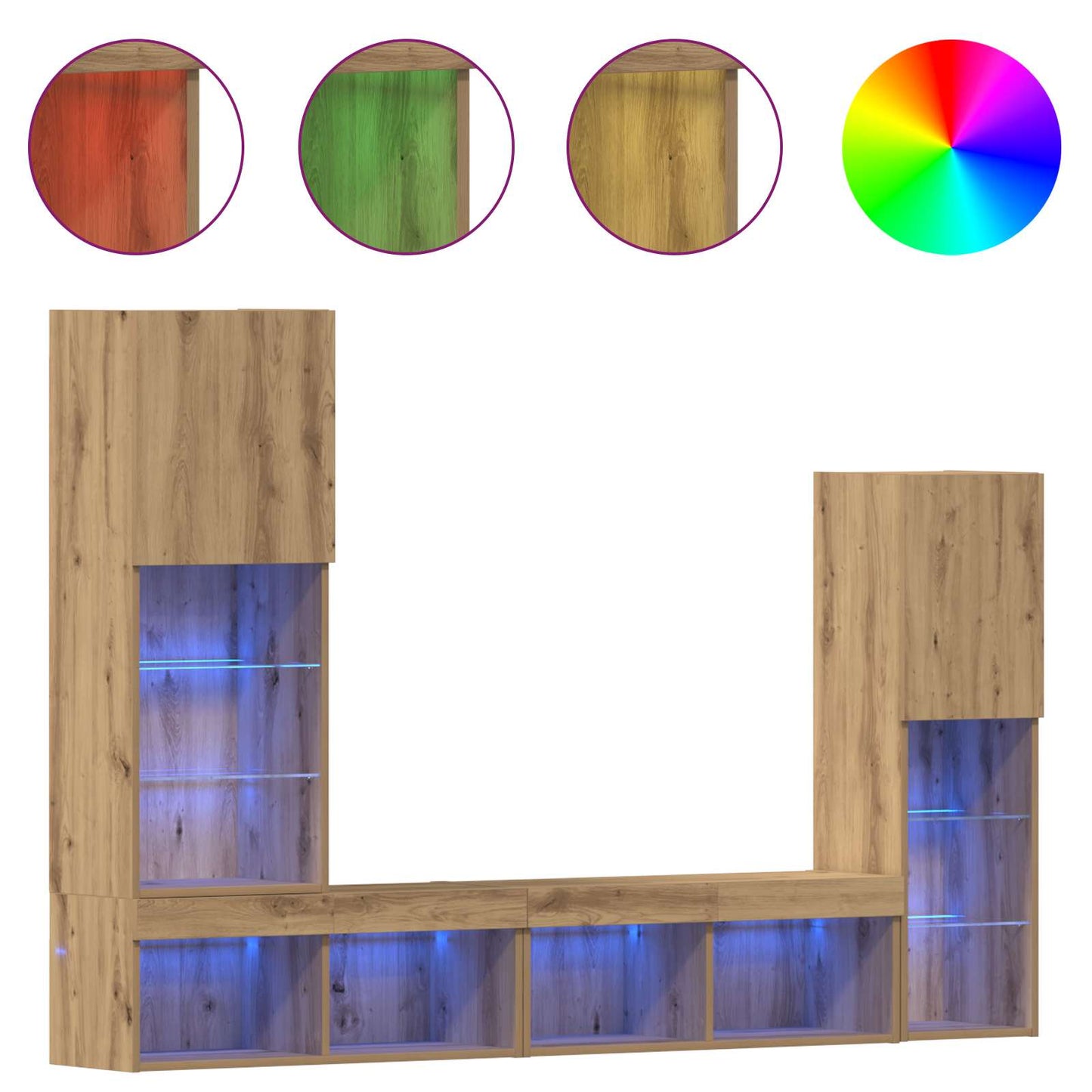 TV-skab 4 pcs artisan eg Konstrueret træ
