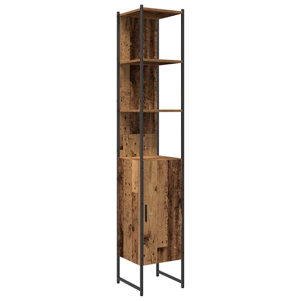 Badeværelsesmøbel sæt med dør 4 pcs Brun 33 x 33 x 185.5 cm