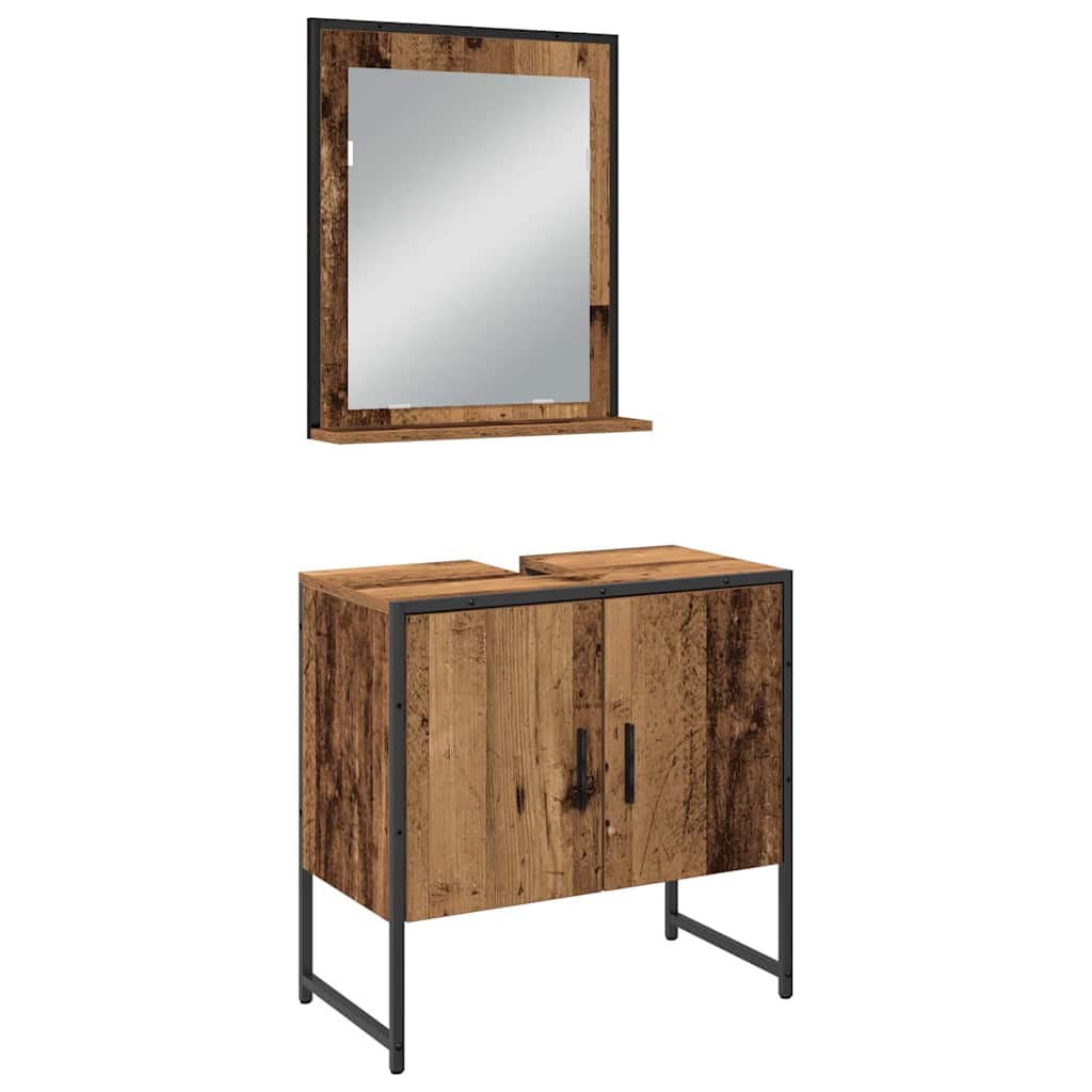 Badeværelsesmøbel sæt med dør 4 pcs Brun 33 x 33 x 185.5 cm