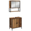 Badeværelsesmøbel sæt med dør 4 pcs Brun 33 x 33 x 185.5 cm