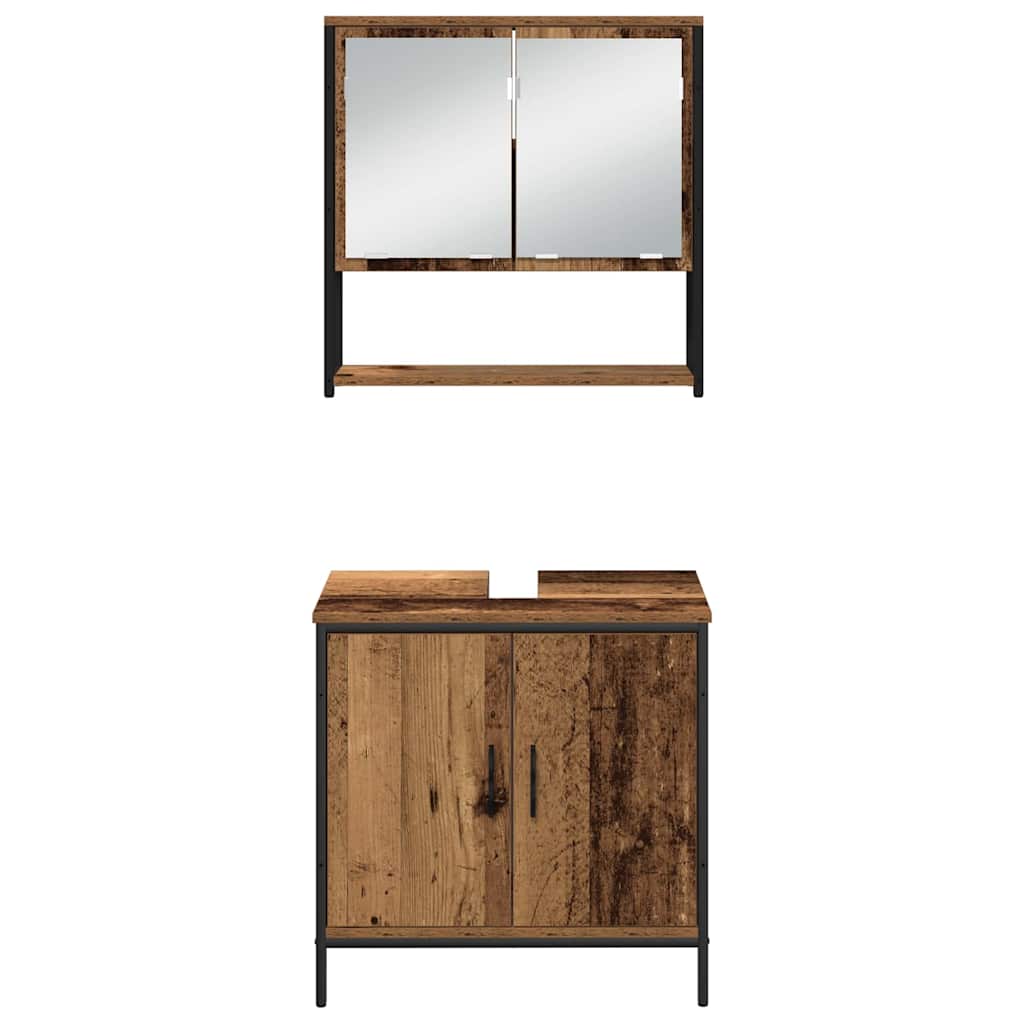 Badeværelsesmøbel sæt med dør 4 pcs Brun 33 x 33 x 185.5 cm