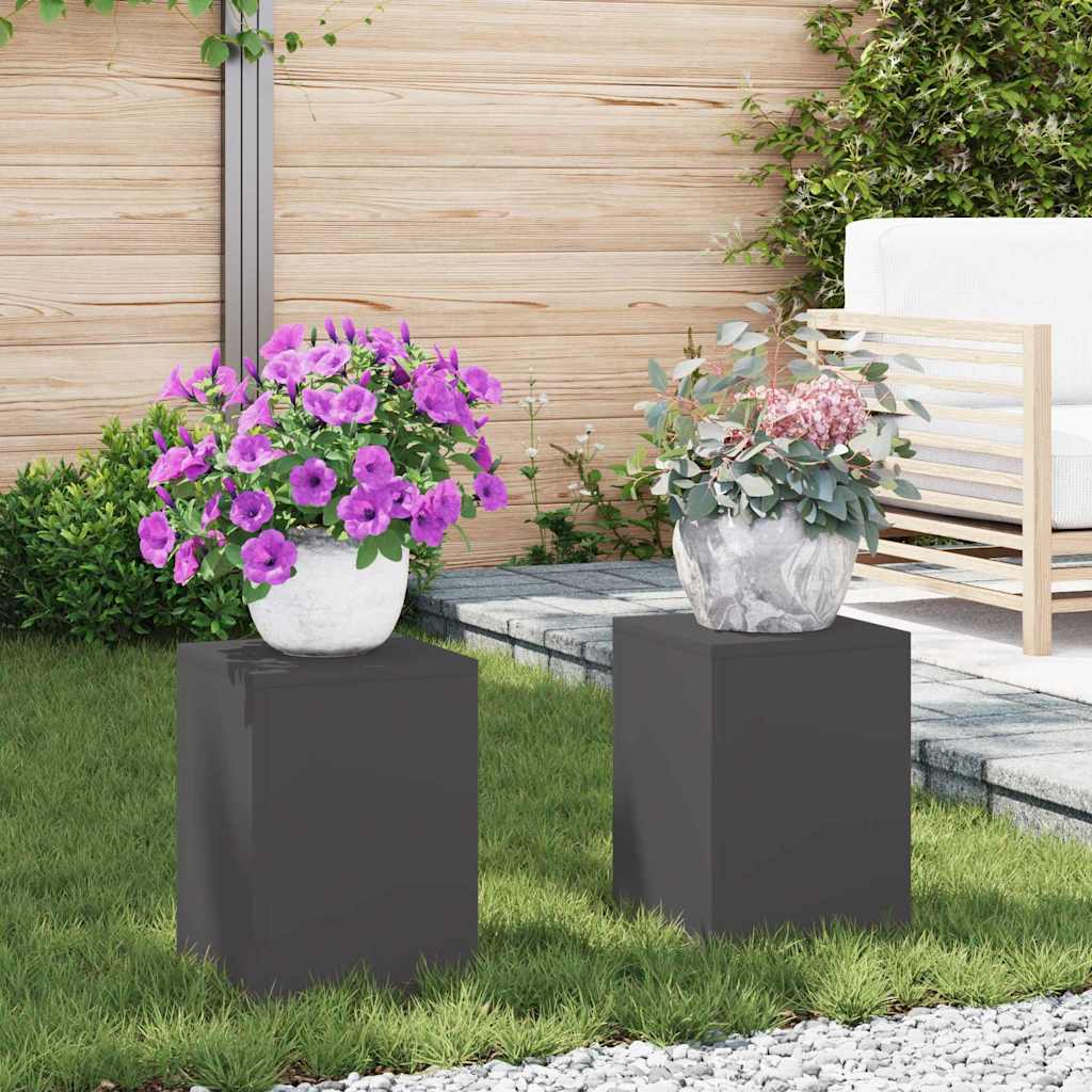 Planteholder 2 pcs Sort 24 x 24 x 35 cm Stål billede